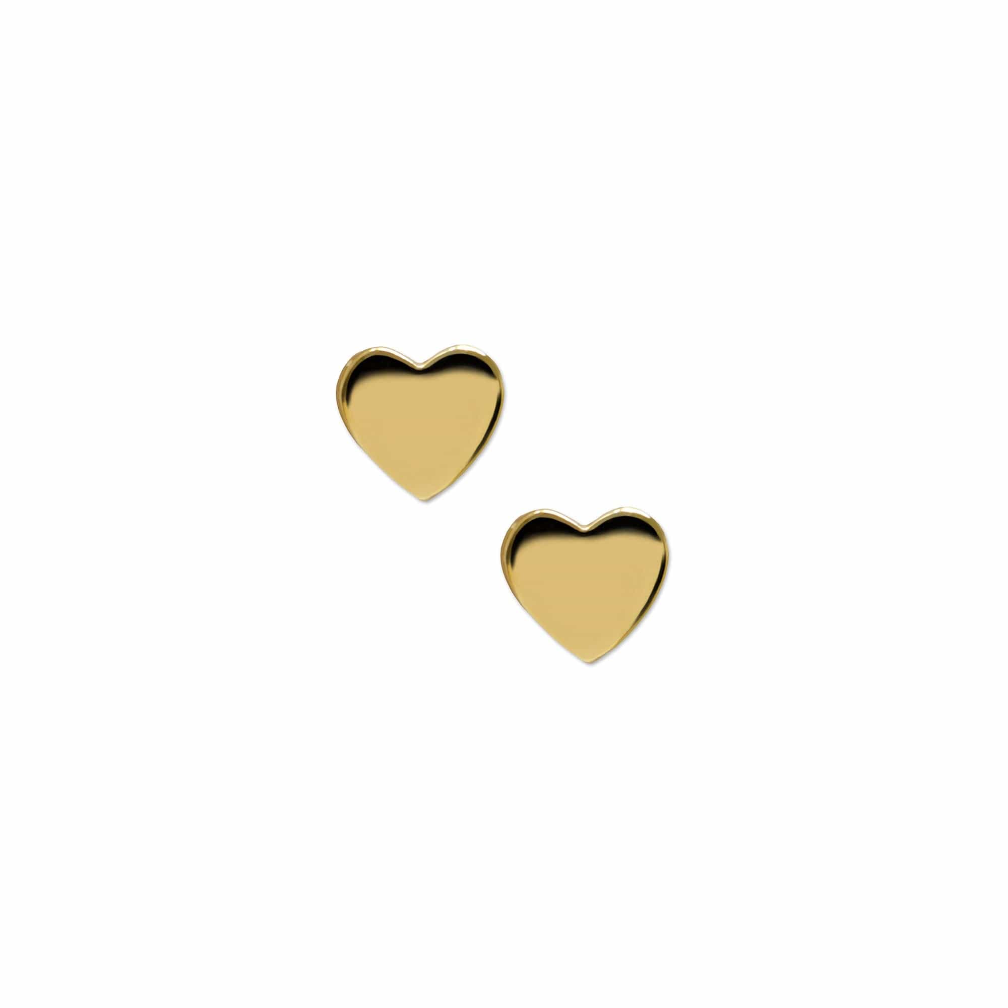 14K Yellow Gold Heart Stud Earrings