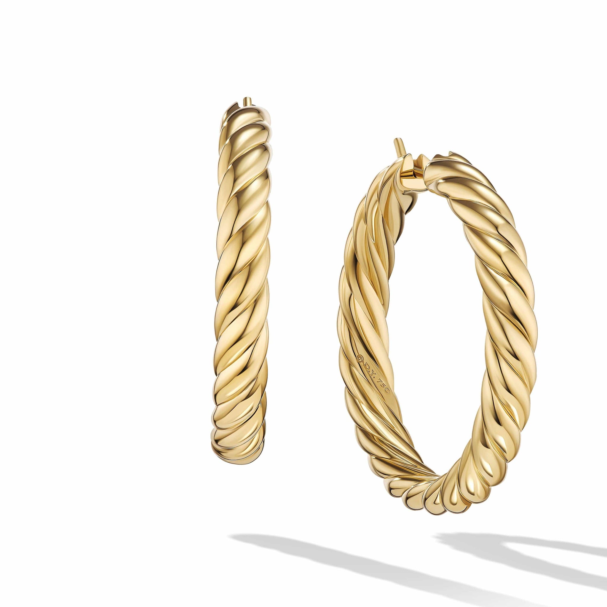 Sculpted Cable Hoop Earrings in 18K Yellow Gold