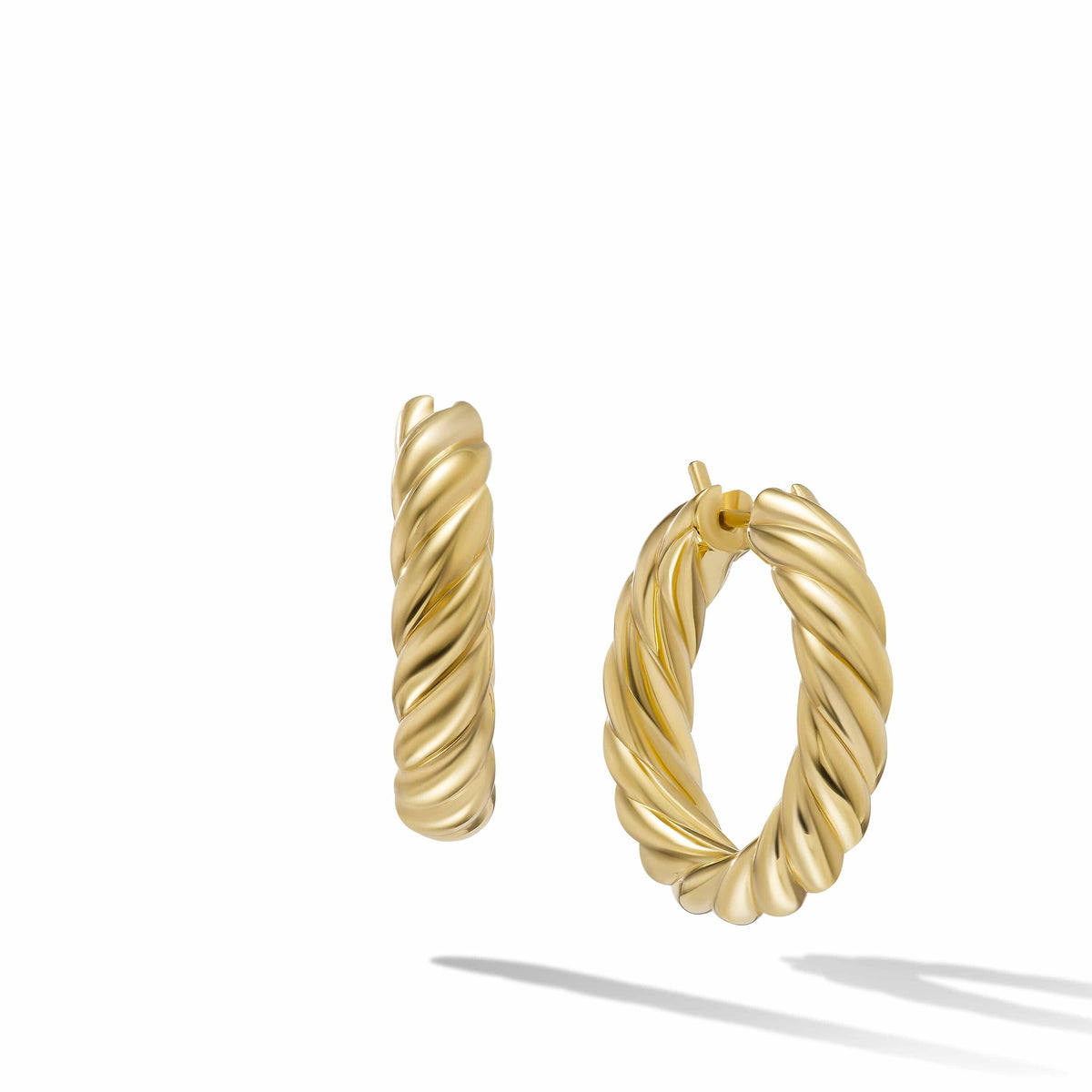 Sculpted Cable Hoop Earrings in 18K Yellow Gold