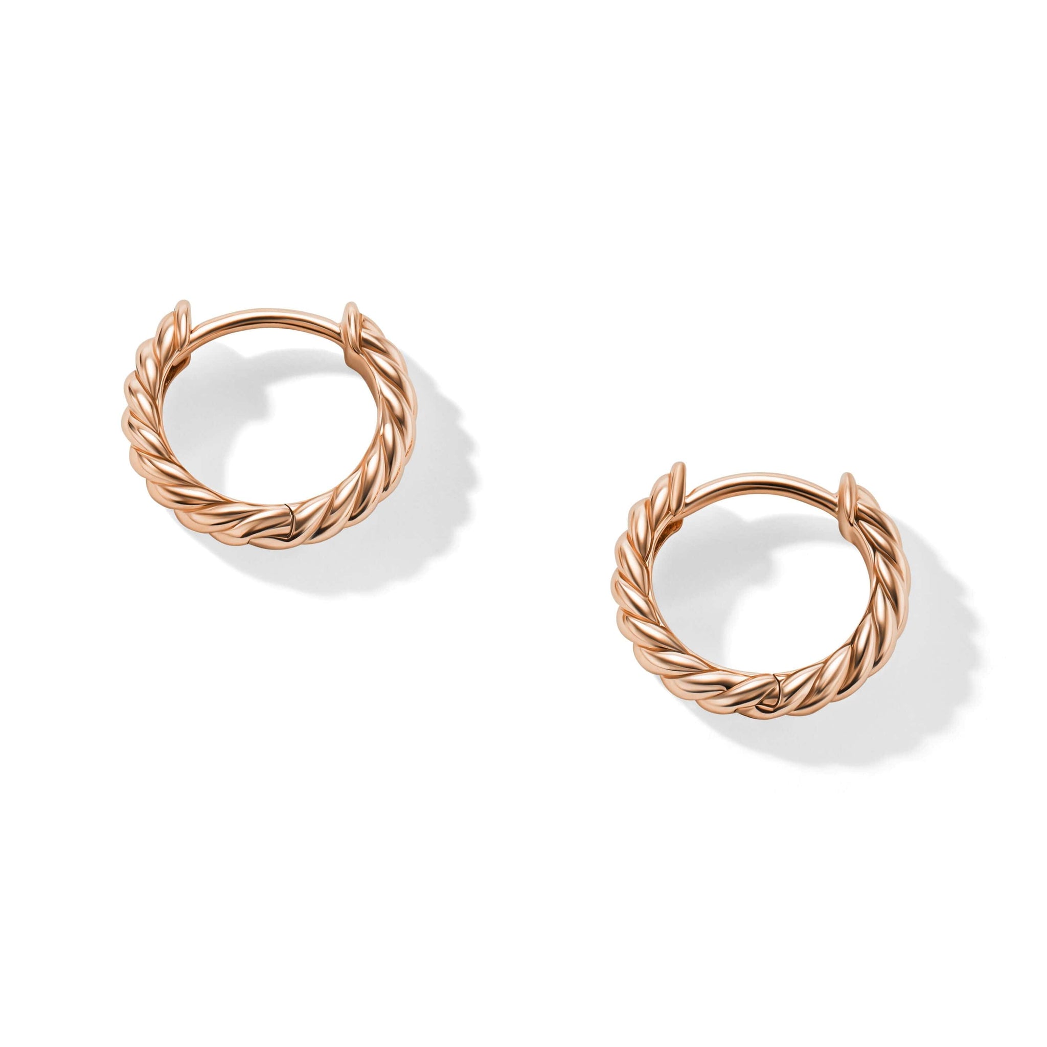 Sculpted Cable Huggie Hoop Earrings in 18K Rose Gold