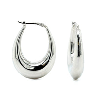 14K White Gold Medium Oval Hoop Earrings