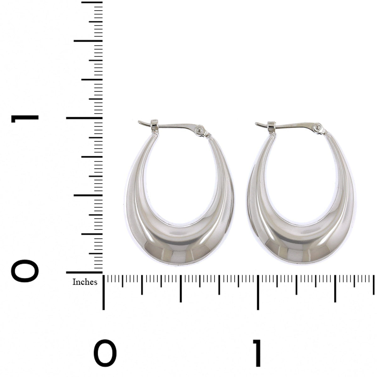 14K White Gold Medium Oval Hoop Earrings