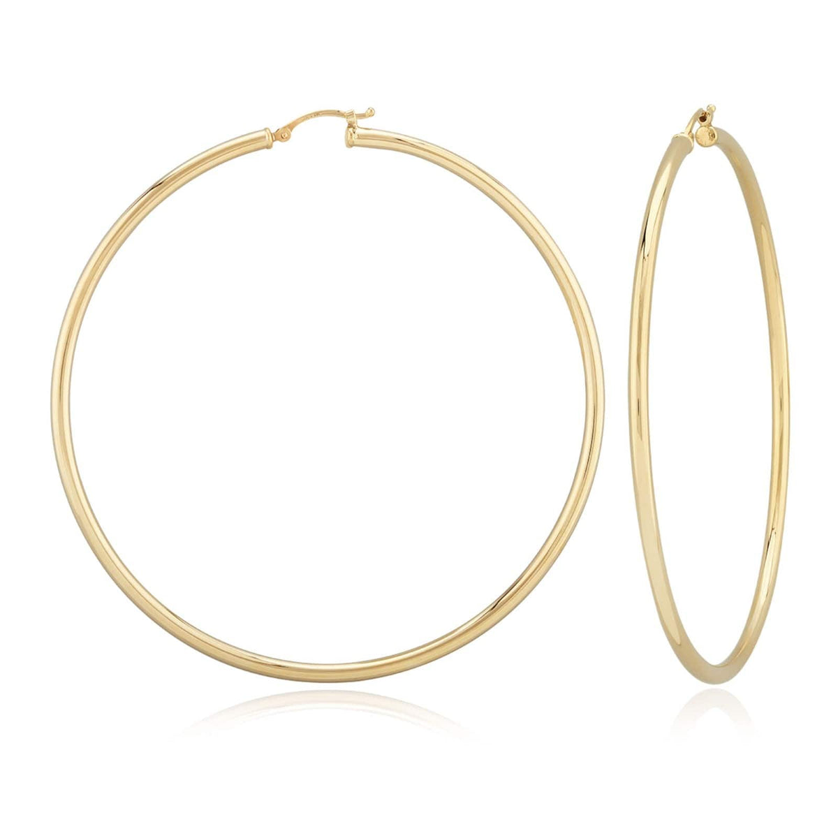 14K Yellow Gold Round Hoop Earrings