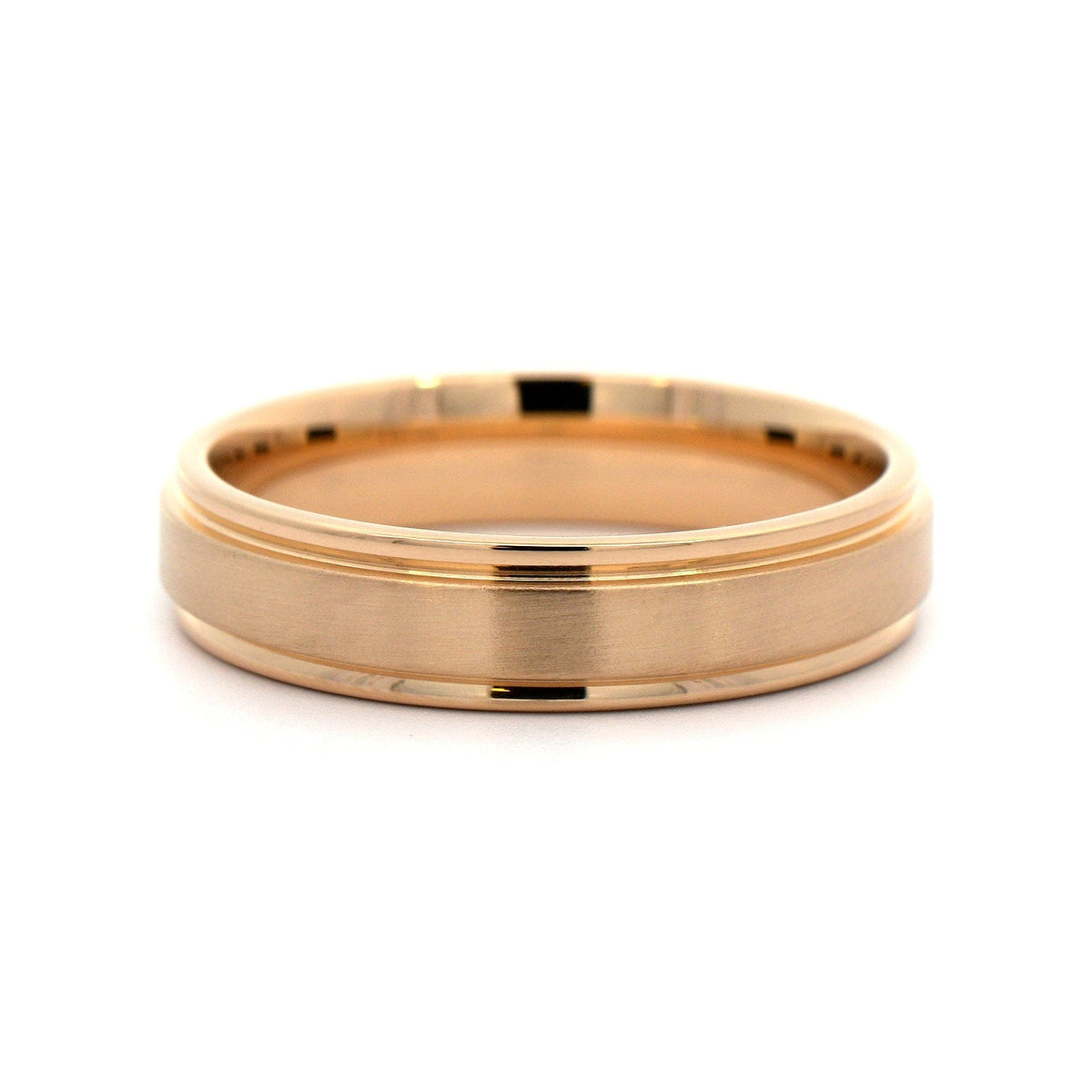 14K Yellow Gold Band with Satin Center and Polished Edges