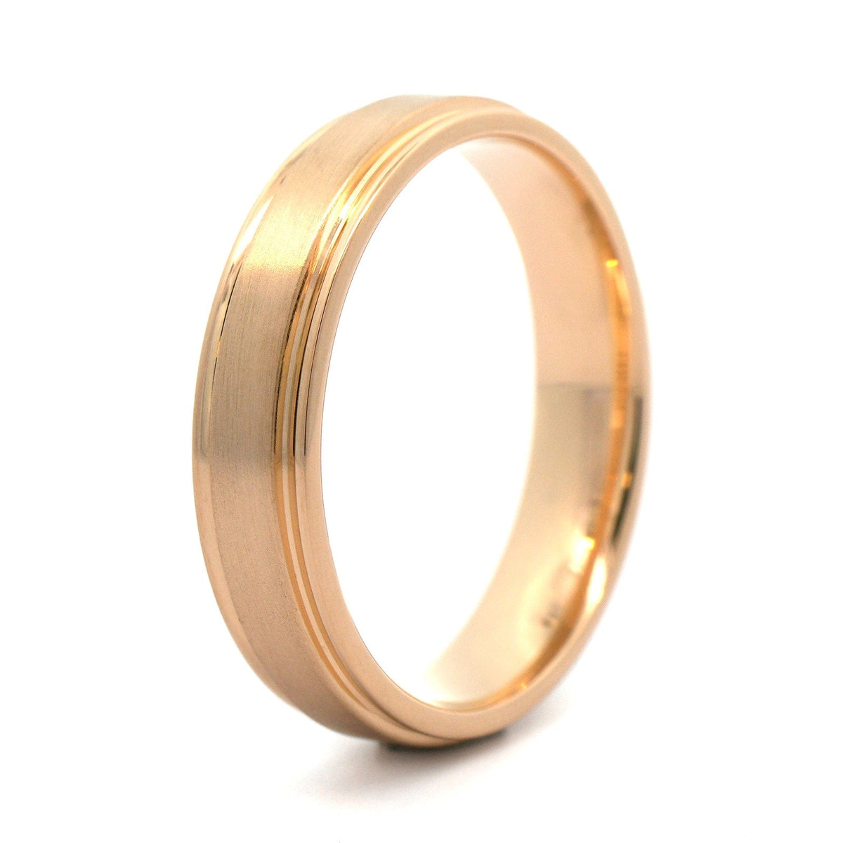 14K Yellow Gold Band with Satin Center and Polished Edges