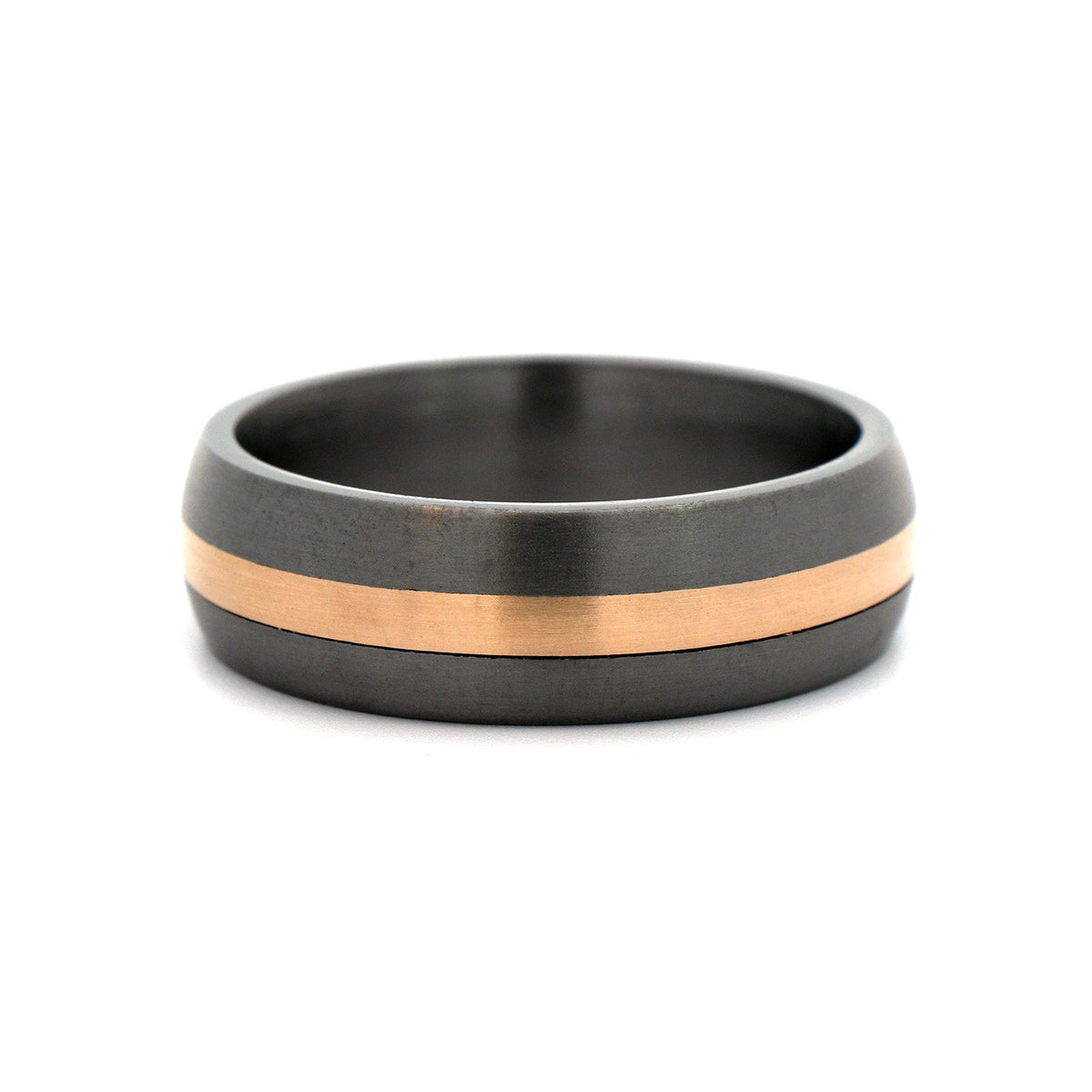 14K Yellow Gold Brushed Center Tantalum Band