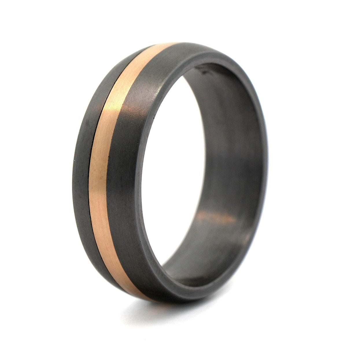 14K Yellow Gold Brushed Center Tantalum Band