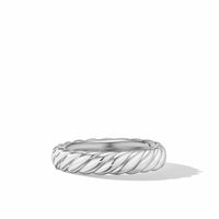 Sculpted Cable Band Ring in 18K White Gold, 4.6mm