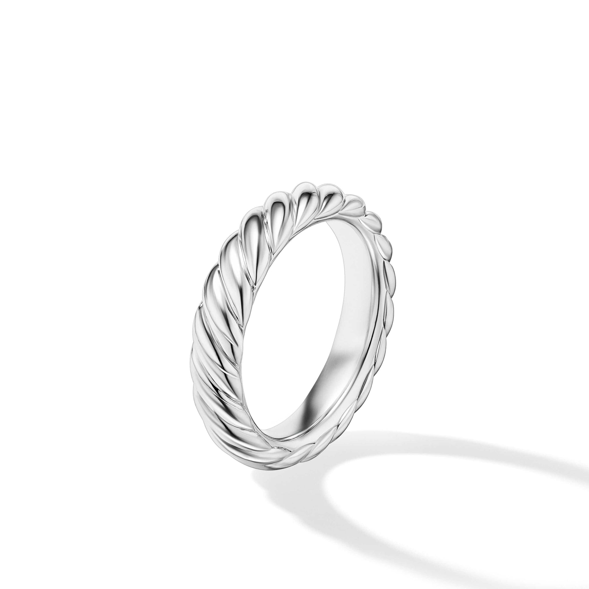 Sculpted Cable Band Ring in 18K White Gold, 4.6mm