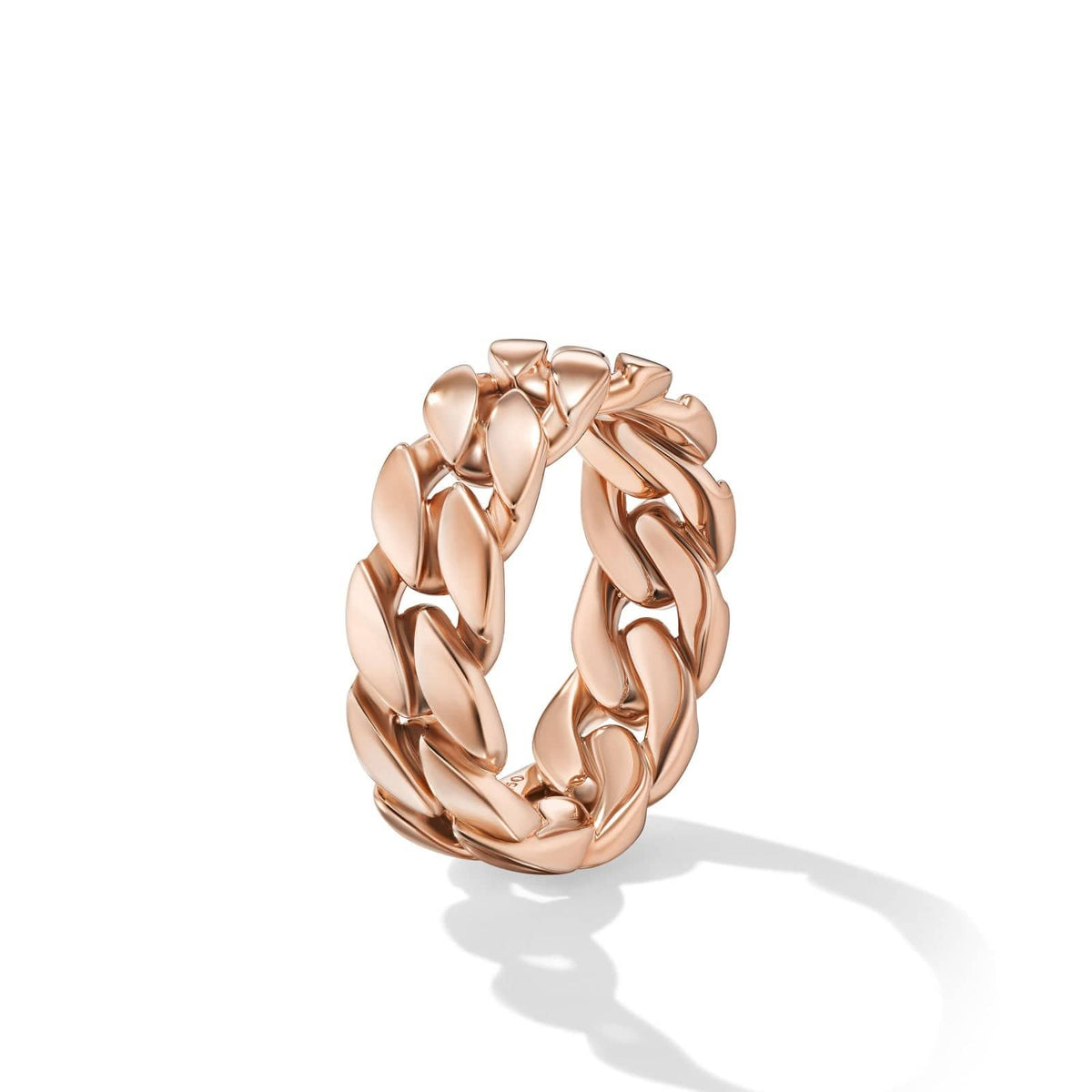 Curb Chain Band Ring in 18K Rose Gold, 8mm