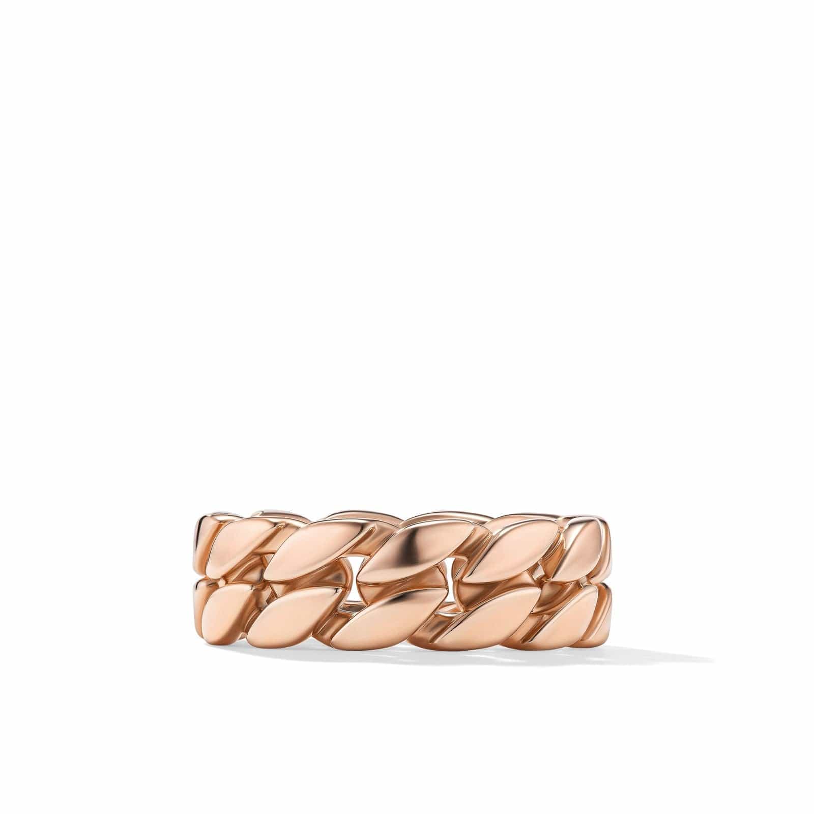 Curb Chain Band Ring in 18K Rose Gold, 8mm