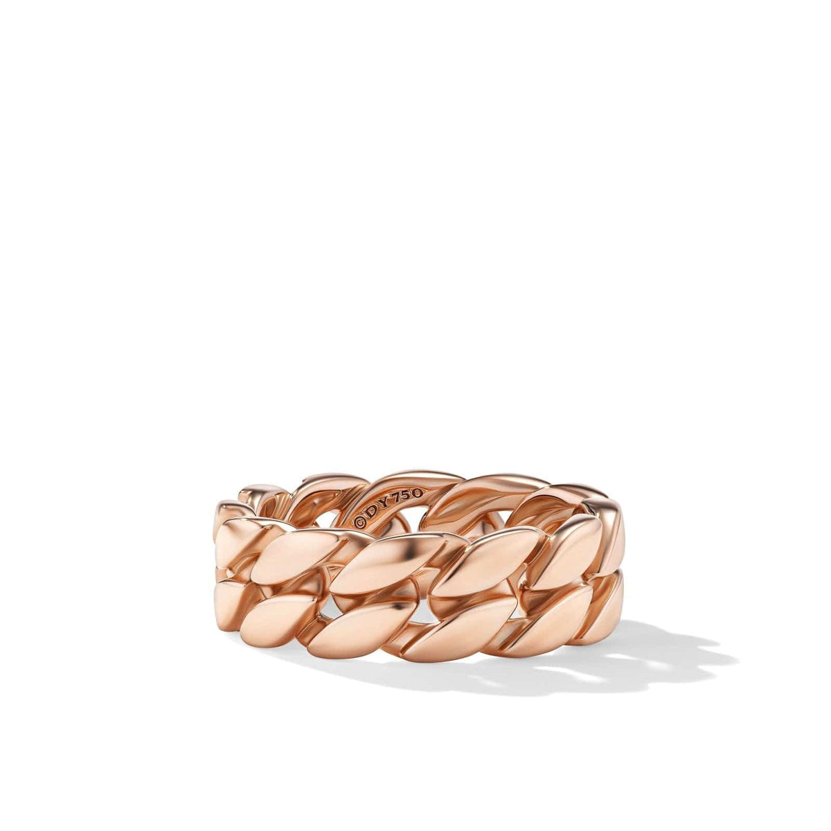 Curb Chain Band Ring in 18K Rose Gold, 8mm