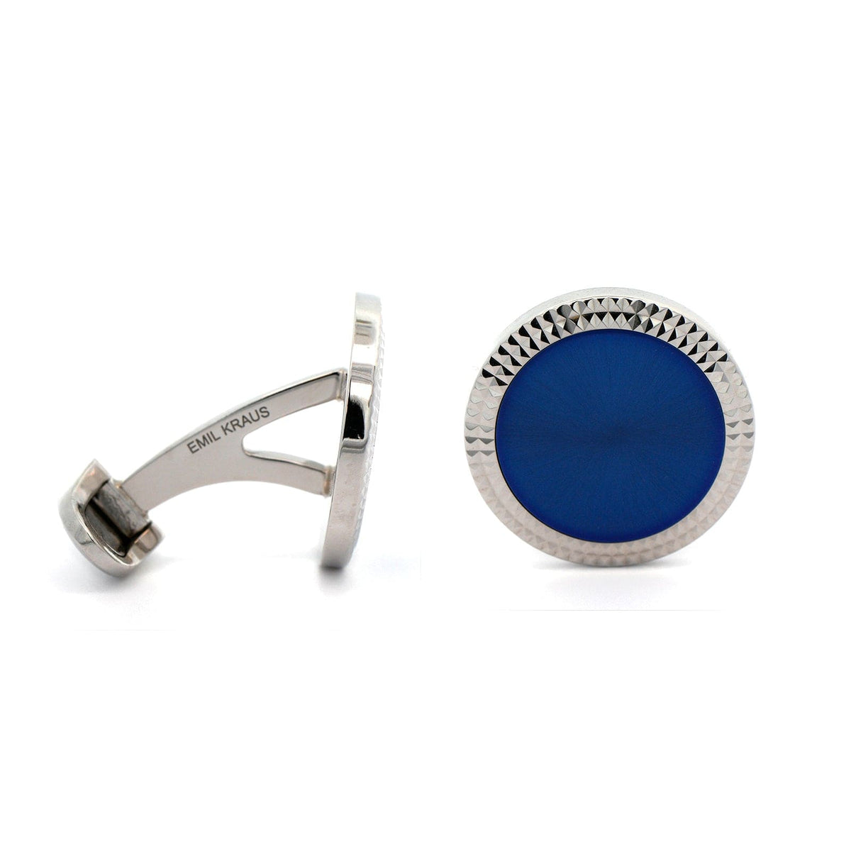 18K White Gold Fluted Blue "Star" Cufflinks