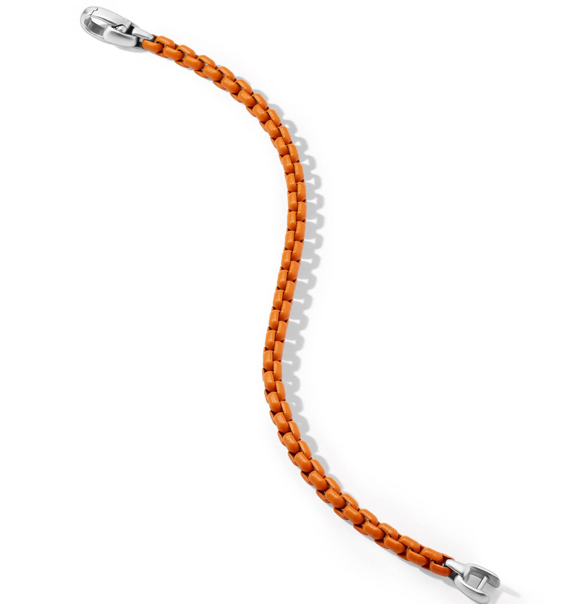 Box Chain Bracelet in Sterling Silver with Orange Stainless Steel