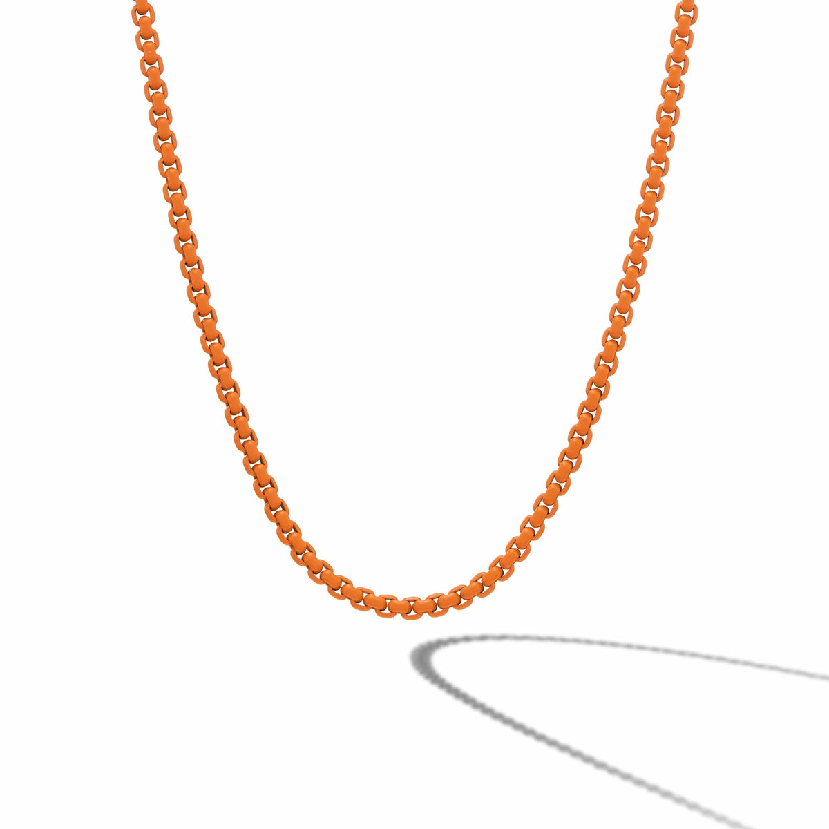 Box Chain Necklace in Sterling Silver with Orange Stainless Steel, 4mm