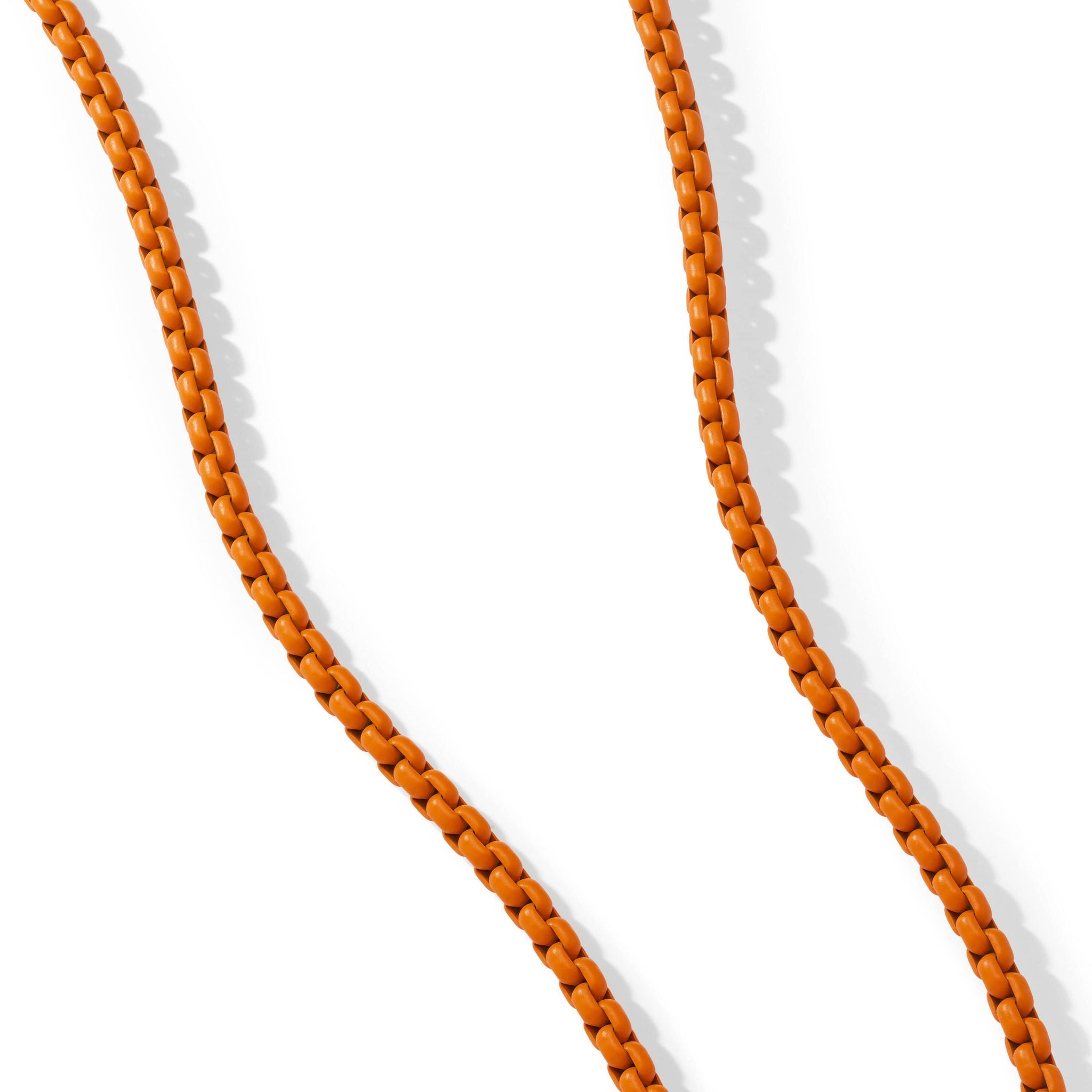 Box Chain Necklace in Sterling Silver with Orange Stainless Steel, 4mm