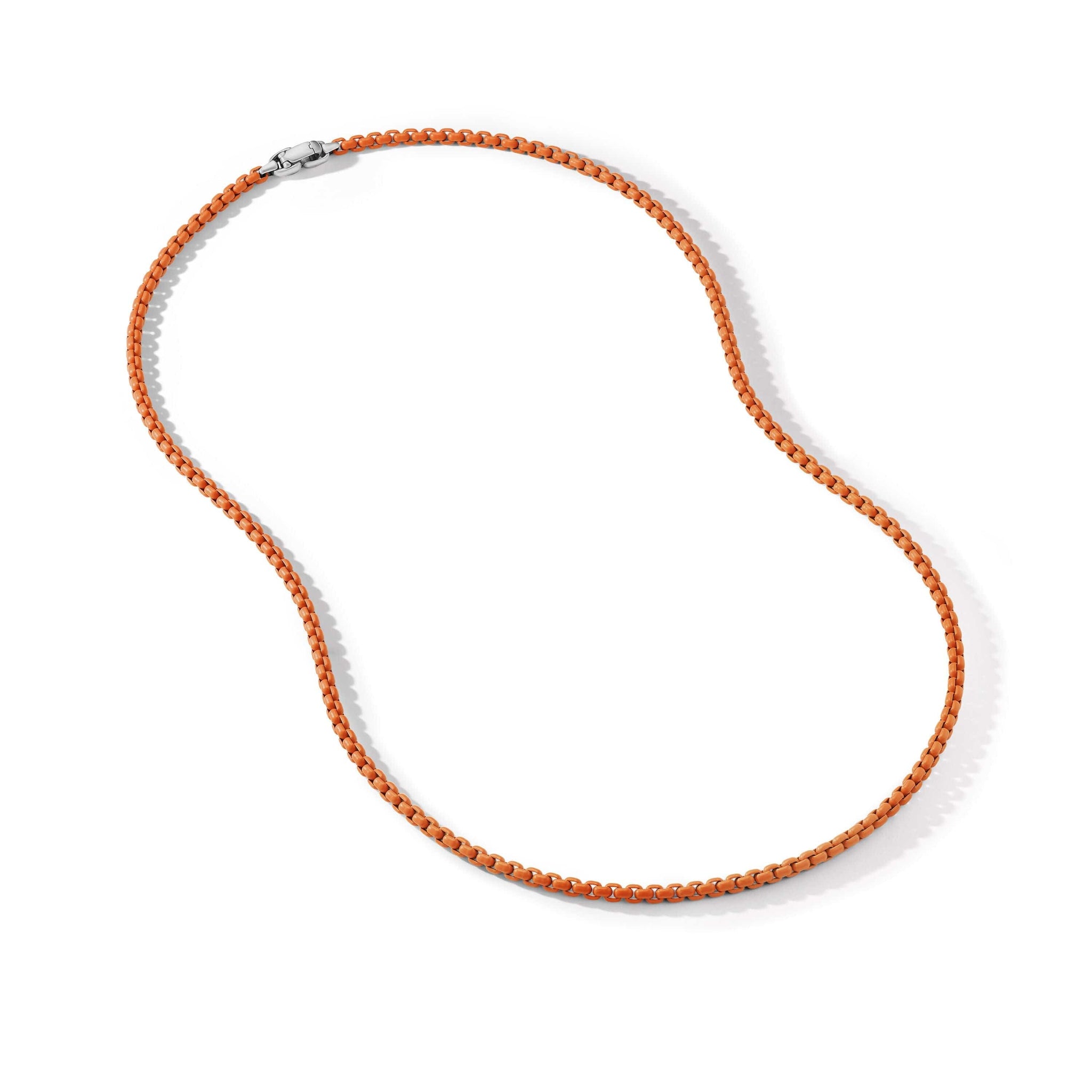 Box Chain Necklace in Sterling Silver with Orange Stainless Steel, 4mm