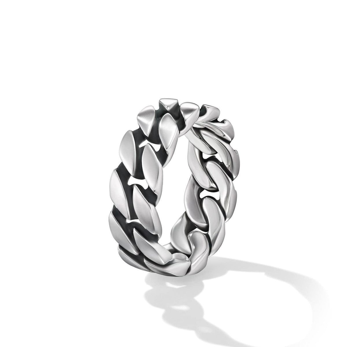 Curb Chain Band Ring in Sterling Silver, 8mm