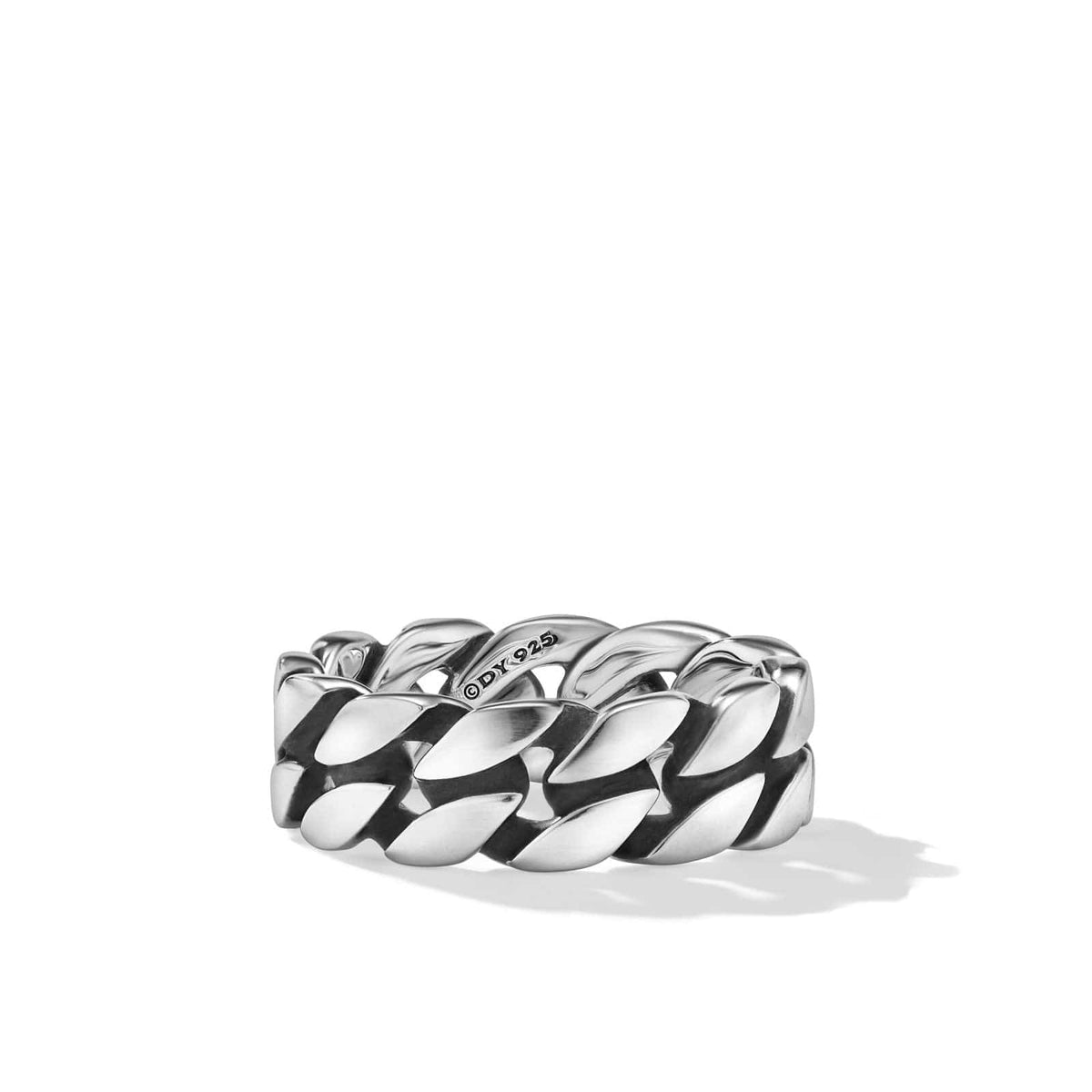 Curb Chain Band Ring in Sterling Silver, 8mm