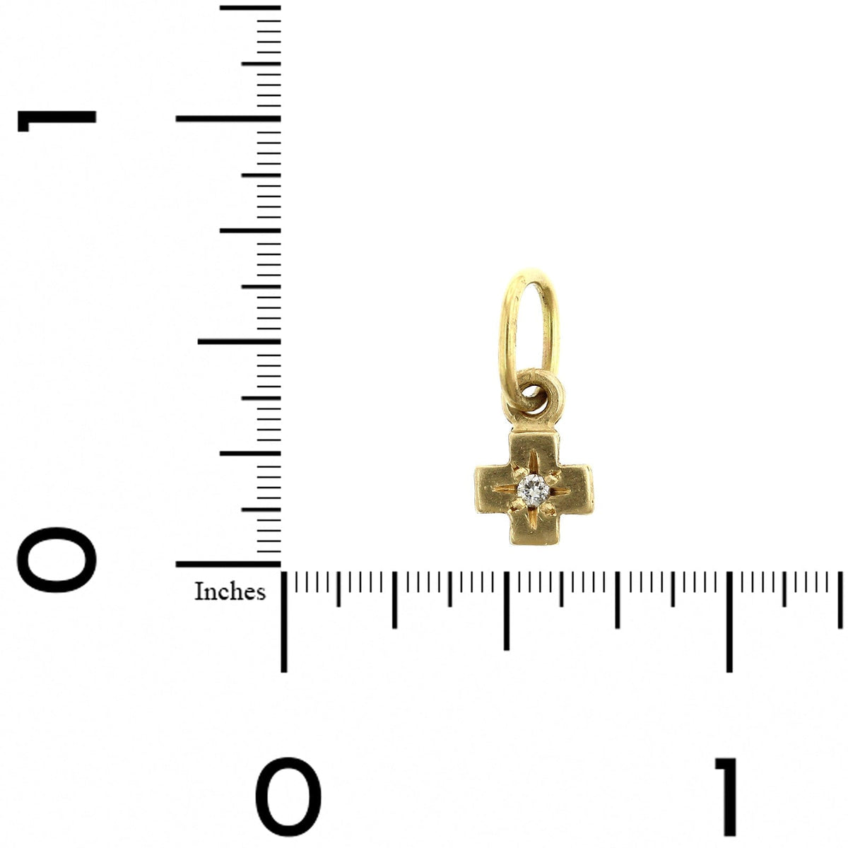 14K Yellow Gold Tiny Cross Diamond Charm