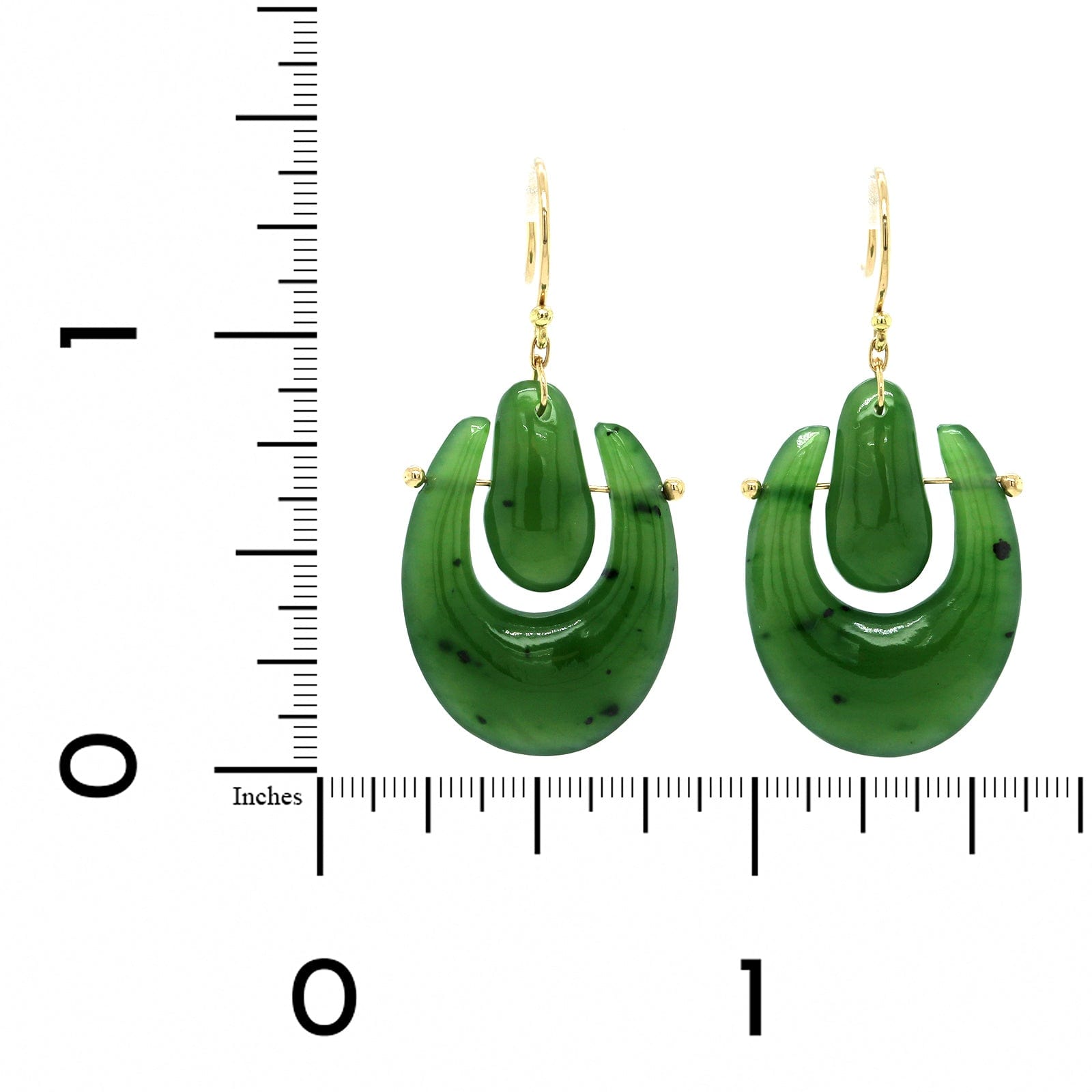 18K Yellow Gold Jade Drop Earrings