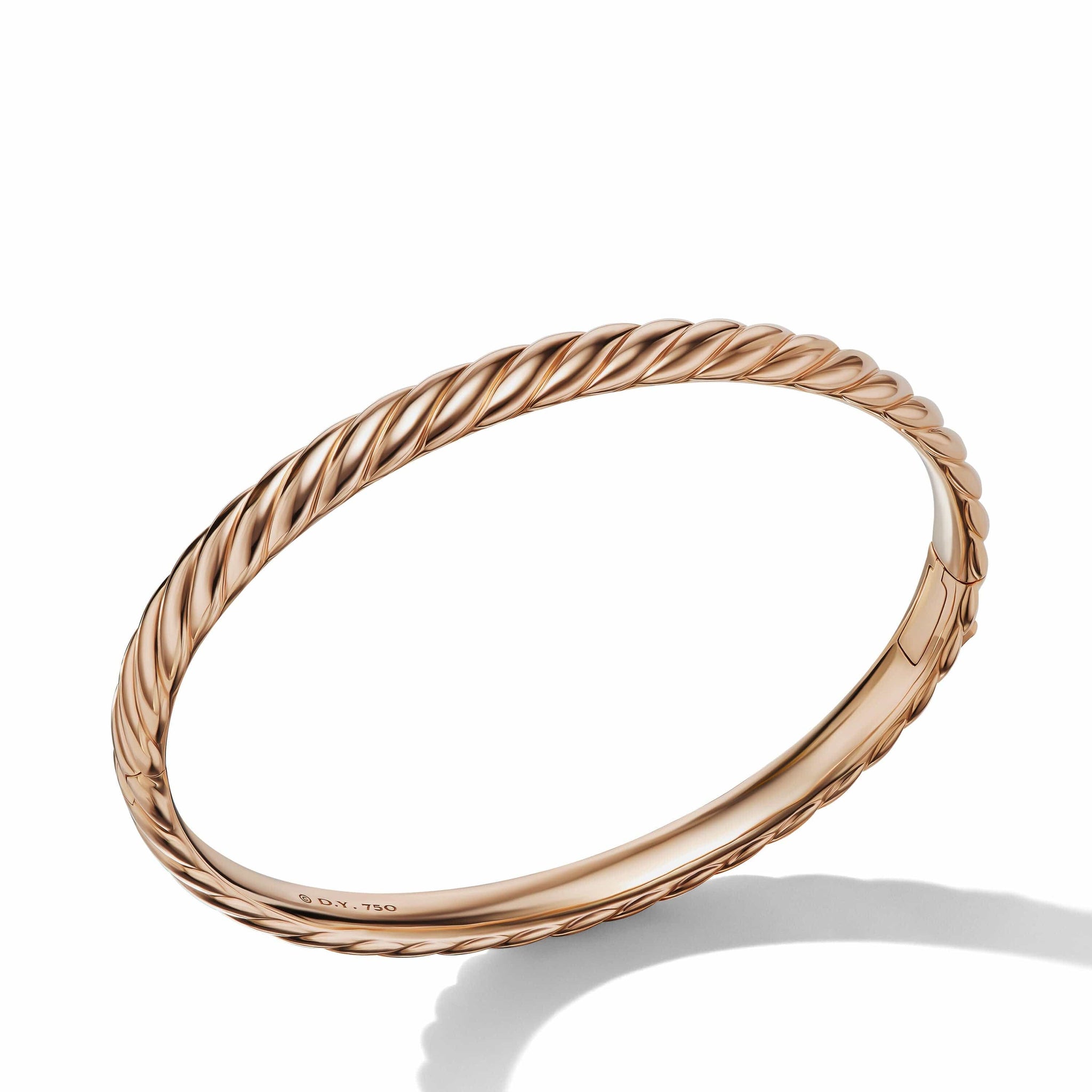 Sculpted Cable Bangle Bracelet in 18K Rose Gold, 6.2mm