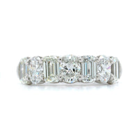 Platinum 7 Stone Oval and Emerald Cut Diamond Band