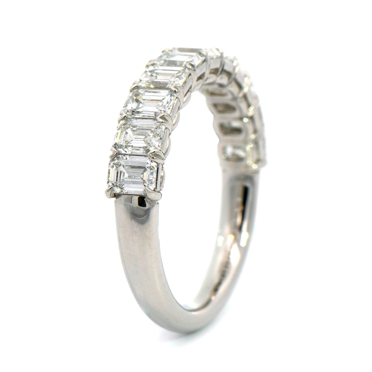 Platinum Grande Air Emerald Cut Diamond Band