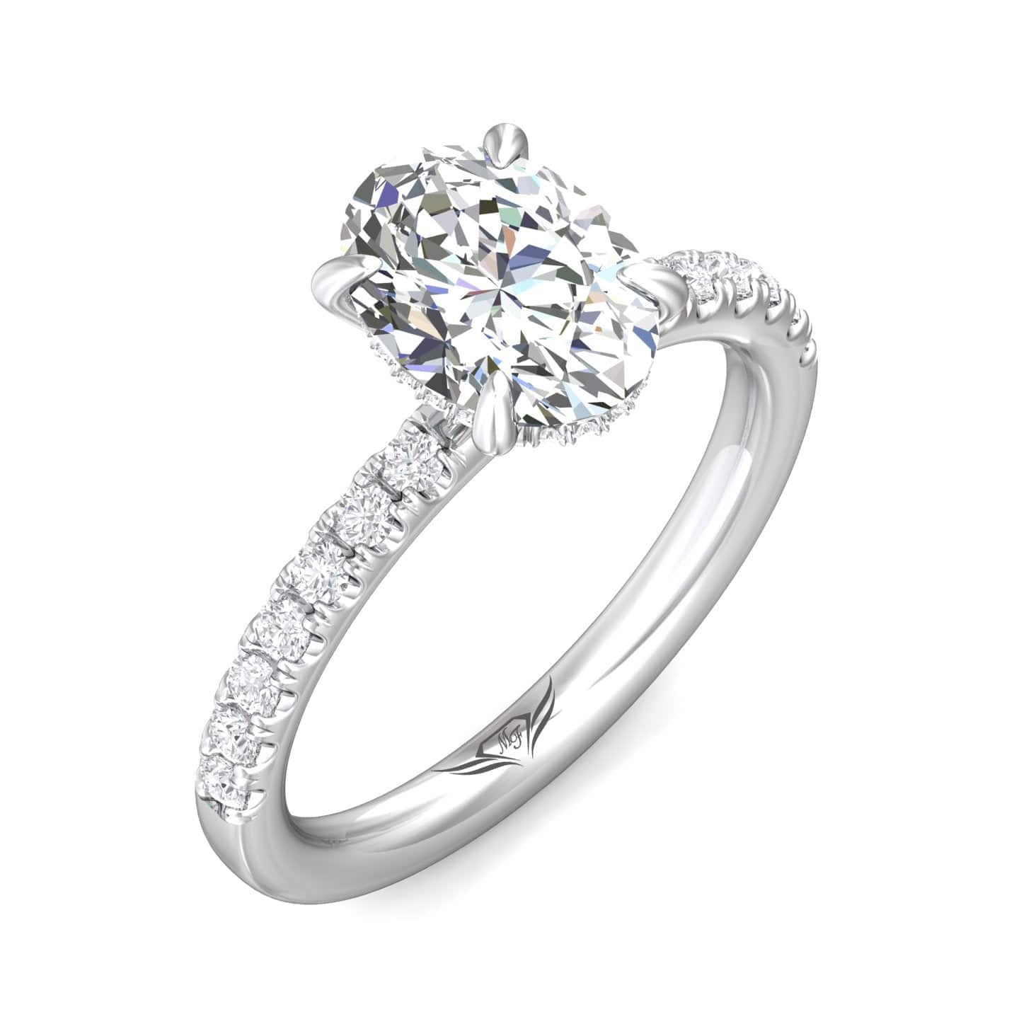 Platinum 4 Prong Diamond Engagement Setting with Hidden Halo – Long's ...