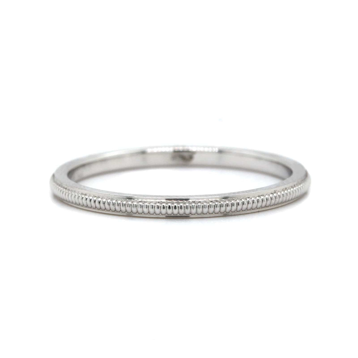 14K White Gold 1.5mm Raised Milgrain Band