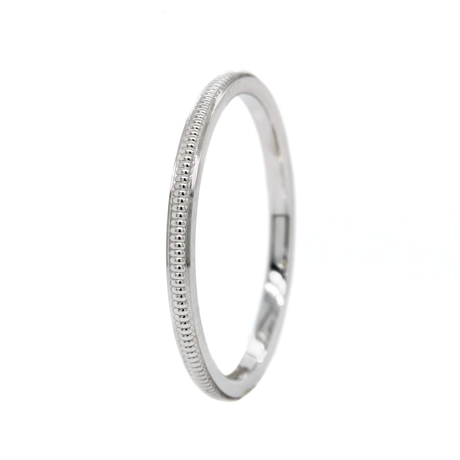 14K White Gold 1.5mm Raised Milgrain Band