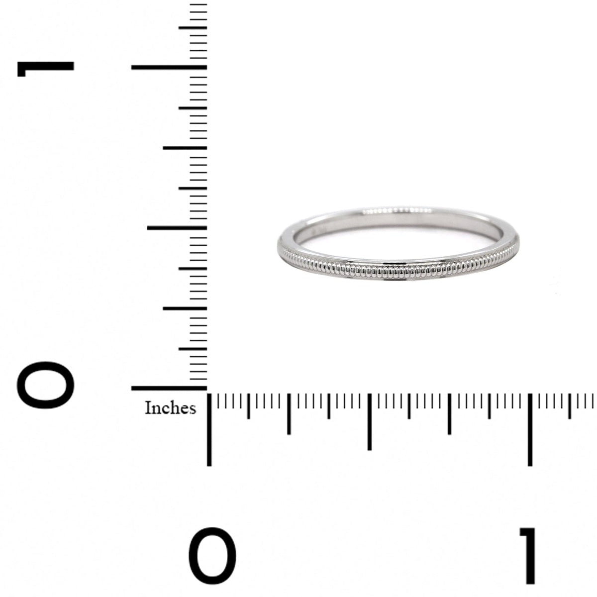 14K White Gold 1.5mm Raised Milgrain Band