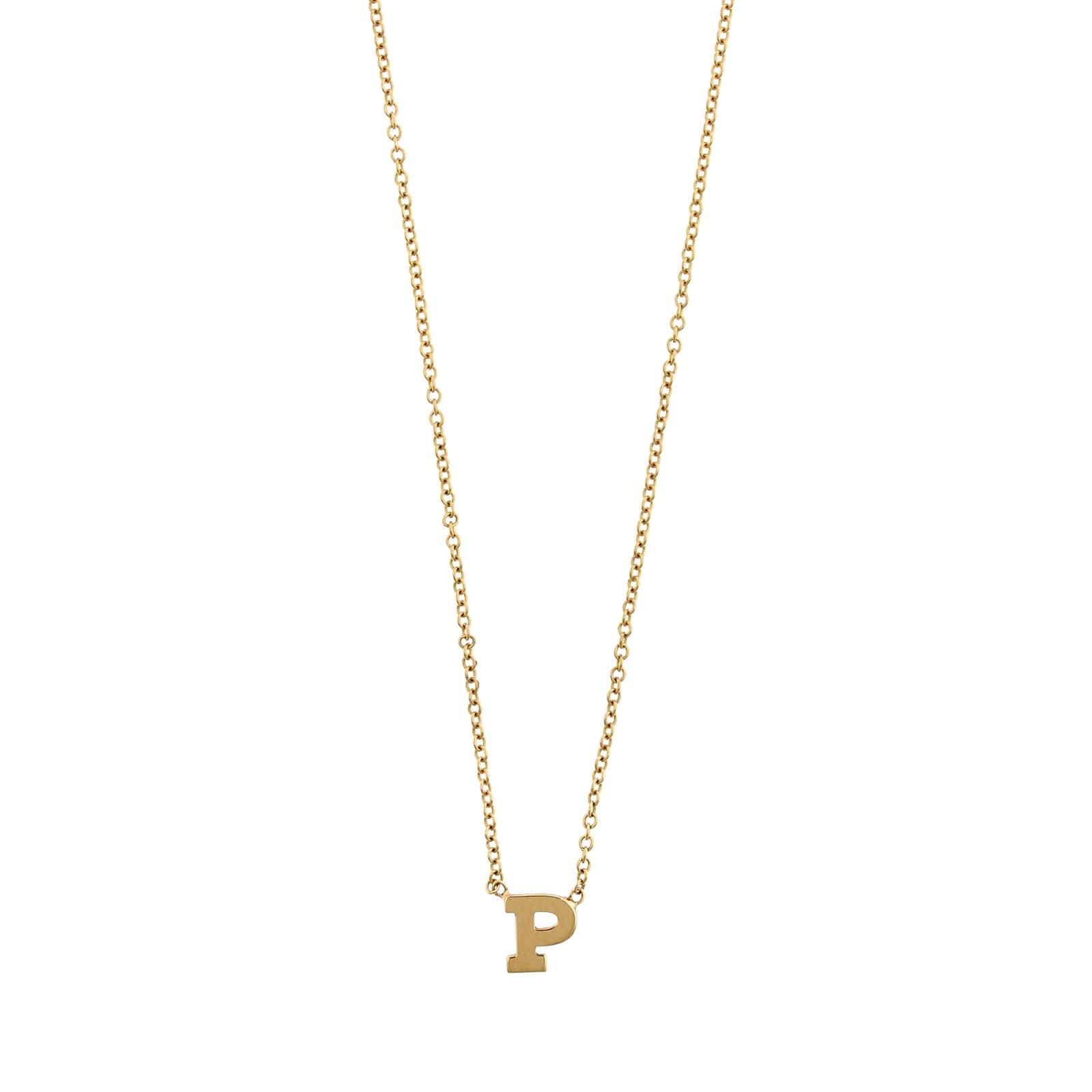 14K Yellow Gold Initial P Necklace