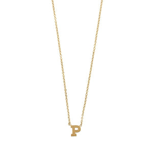 14K Yellow Gold Initial P Necklace