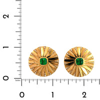 18K Yellow Gold Tsavorite & Diamond Pin Wheel Stud Earrings