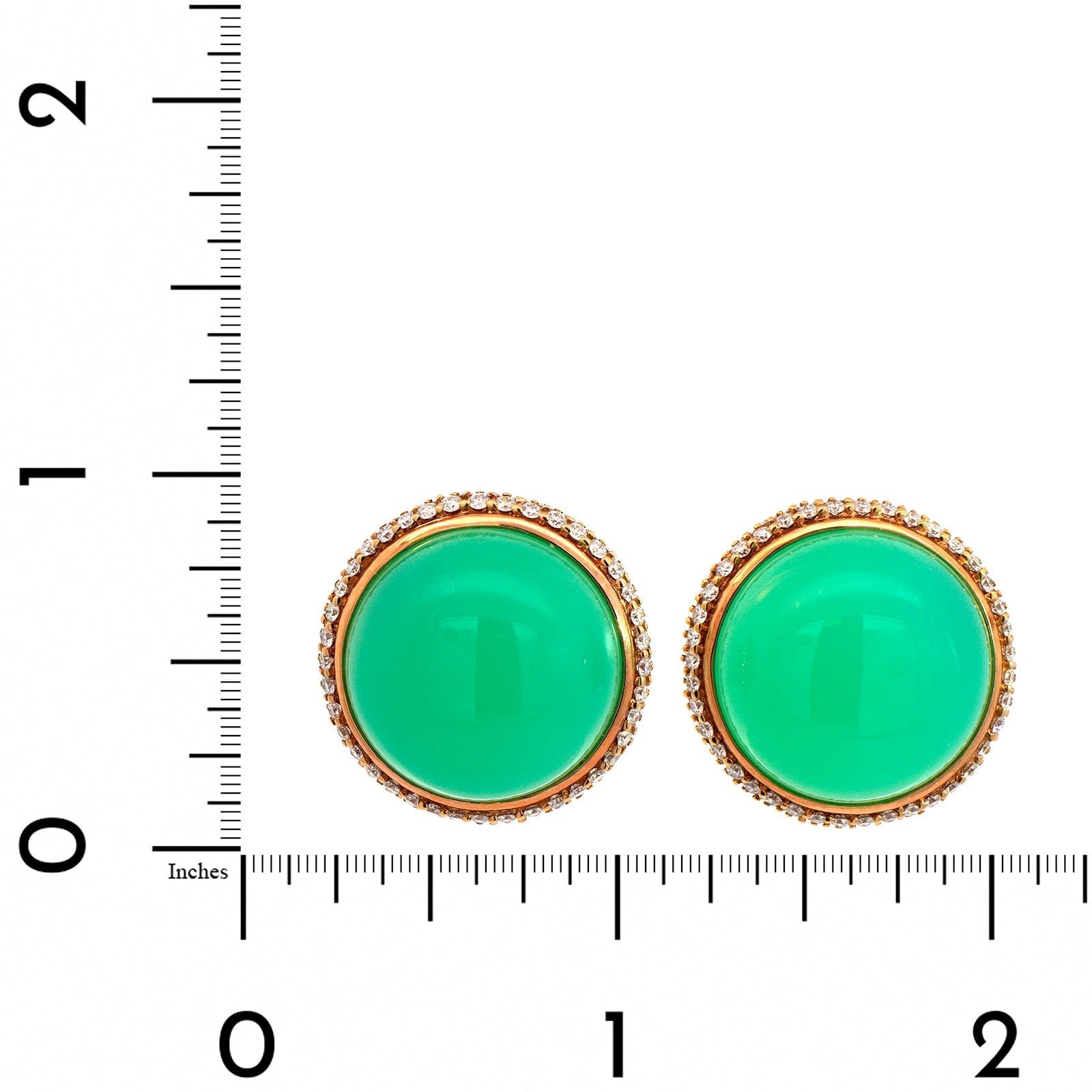 18K Rose Gold Chrysoprase & Diamond Stud Earrings