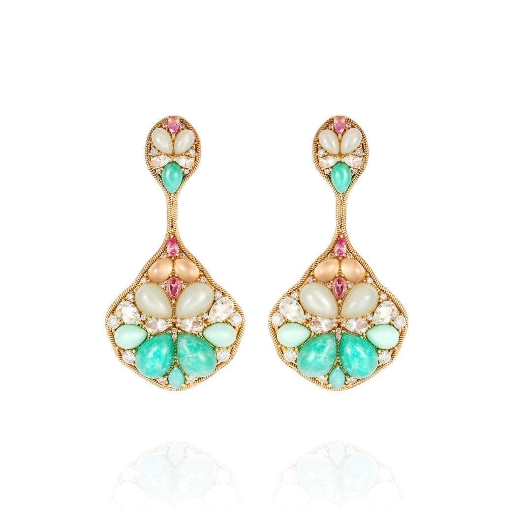 Fernando Jorge 18K Yellow Gold Diamond and Multi Gem Blossom Earrings