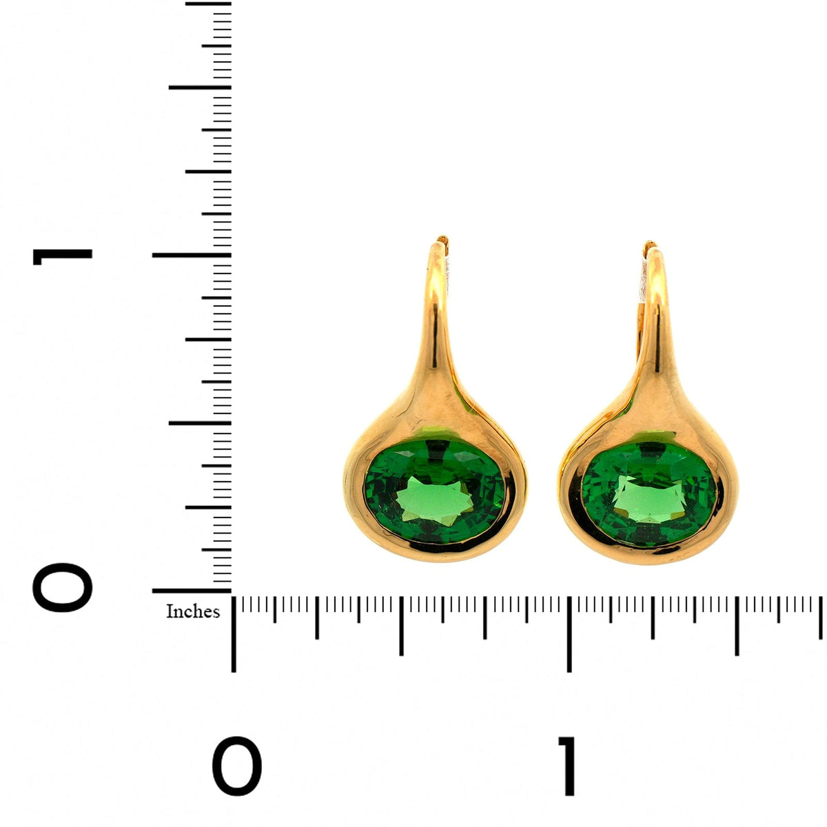 18K Yellow Gold Green Tsavorite Garnet Earrings