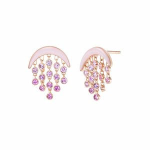 18K Rose Gold Pink Sapphire and Pink Opal Earrings