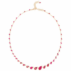 18K Rose Gold Pear Shaped Rubellite Flicker Necklace