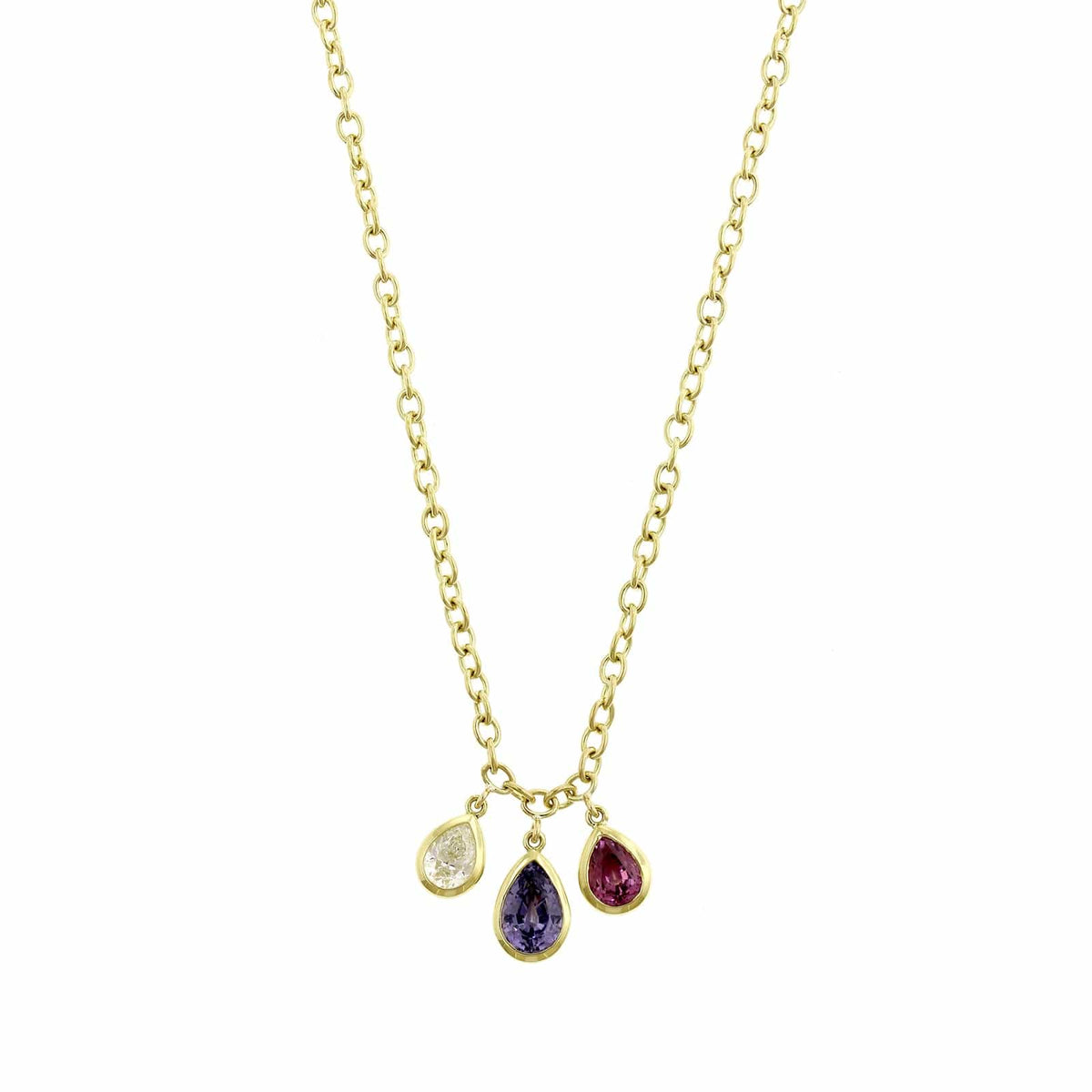 18K Yellow Gold Spinel and Diamond Chain Necklace