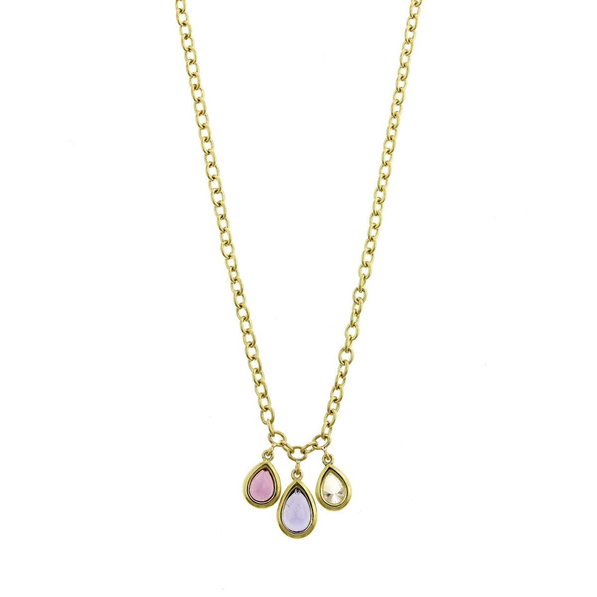 18K Yellow Gold Spinel and Diamond Chain Necklace