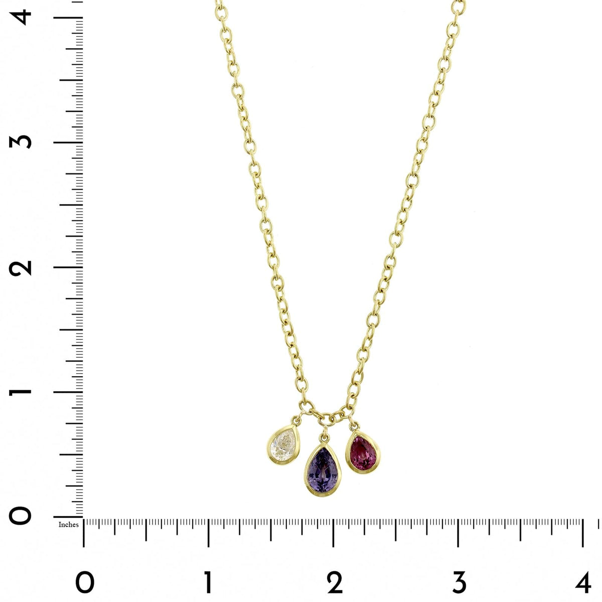 18K Yellow Gold Spinel and Diamond Chain Necklace