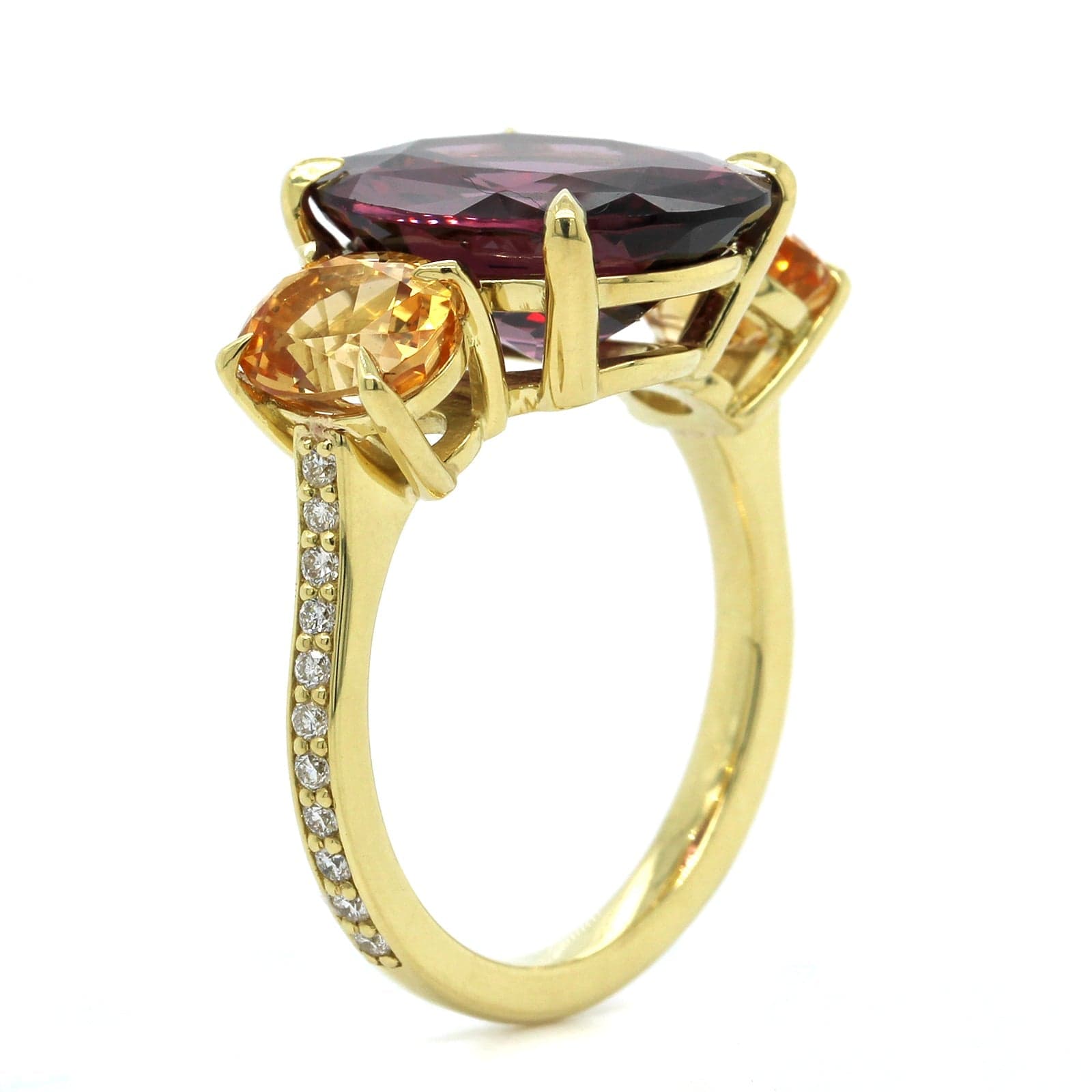 18K Yellow Gold Spinel and Topaz 3 Stone Ring