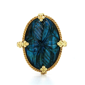 Amali 18K Yellow Gold Carved Flower Labradorite Ring