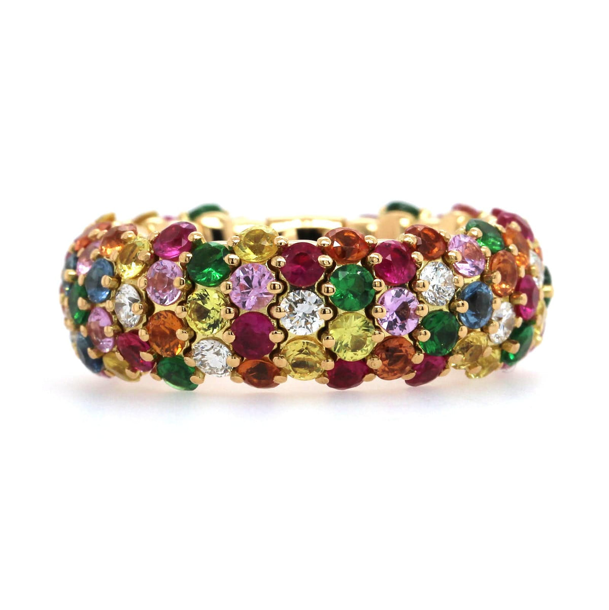 Zydo 18K Yellow Gold Alternating Diamond & Gemstone Stretch Ring