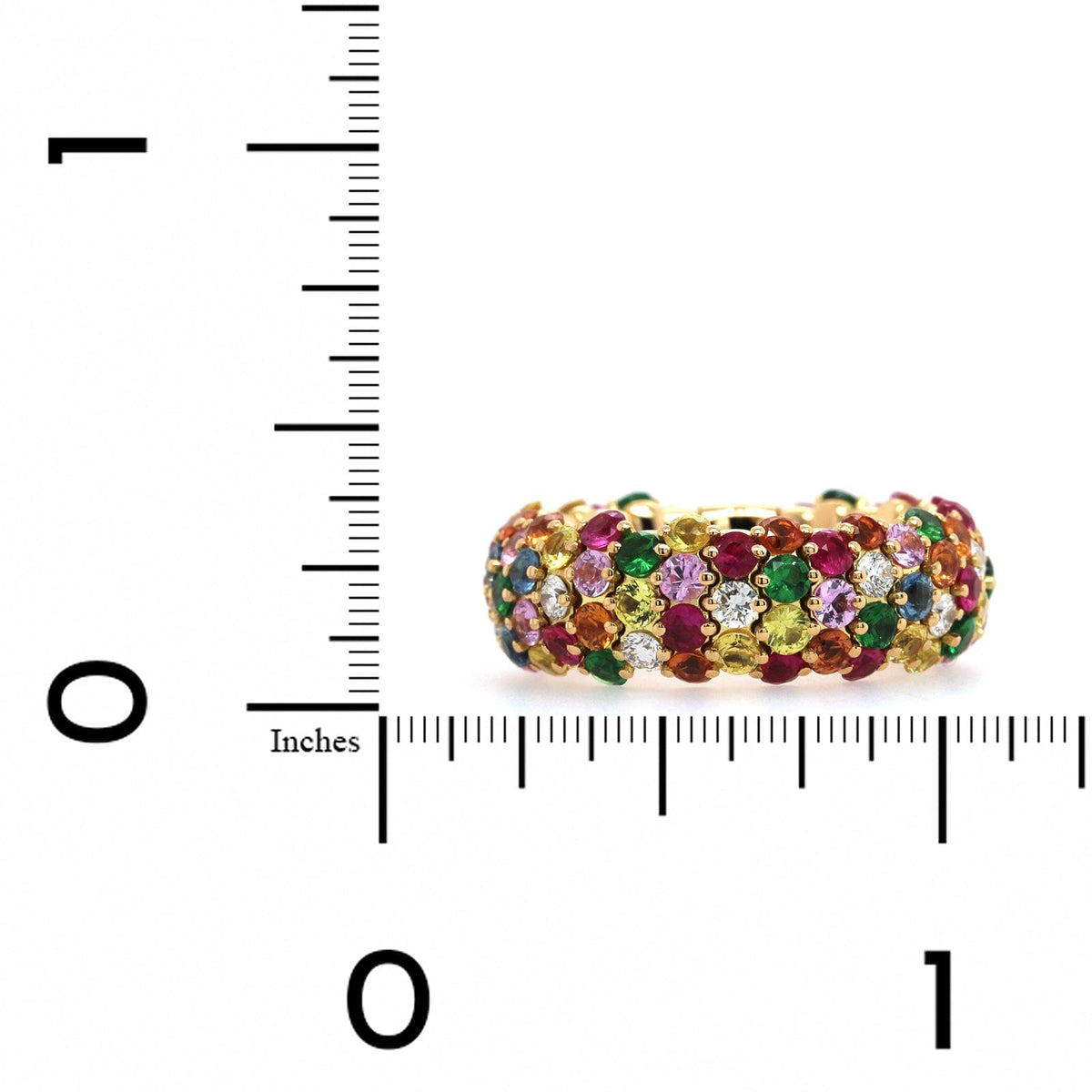 Zydo 18K Yellow Gold Alternating Diamond & Gemstone Stretch Ring