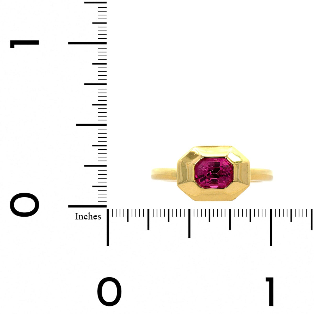 18K Yellow Gold Bezel Set Pink Spinel Ring