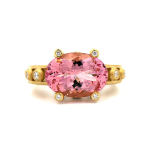 Suzy Landa 18K Yellow Gold Morganite and Diamond Ring