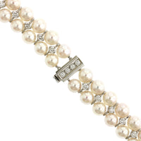 Oscar Heyman Platinum Double Row Akoya Pearl and Diamond Necklace